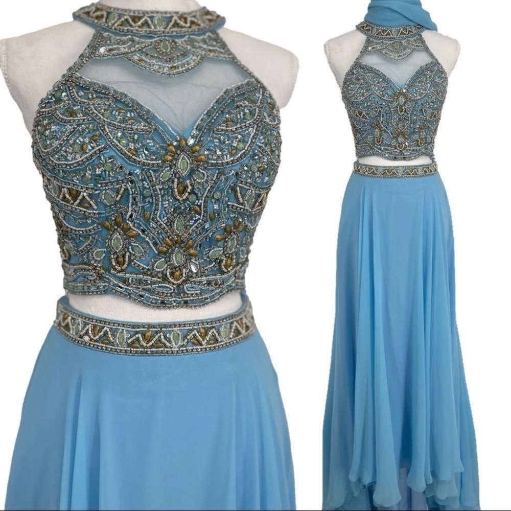 Evening gown beaded two piece XS